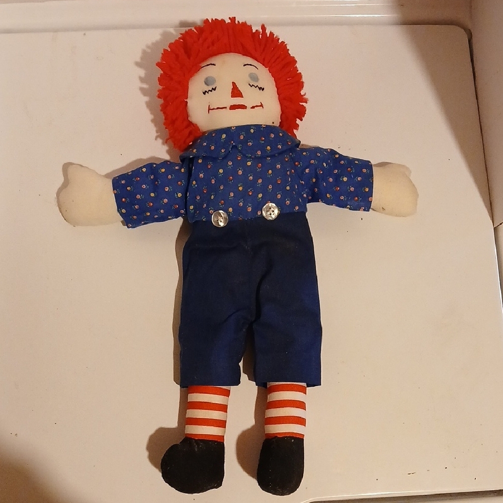 Vintage Blue and Red Stuffed Doll